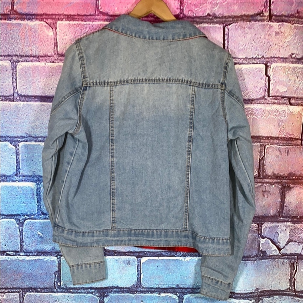BBJ Los Angeles Women's Jacket Plaid Denim Jean Red Blue Flannel Medium Apparel - Picture 3 of 8